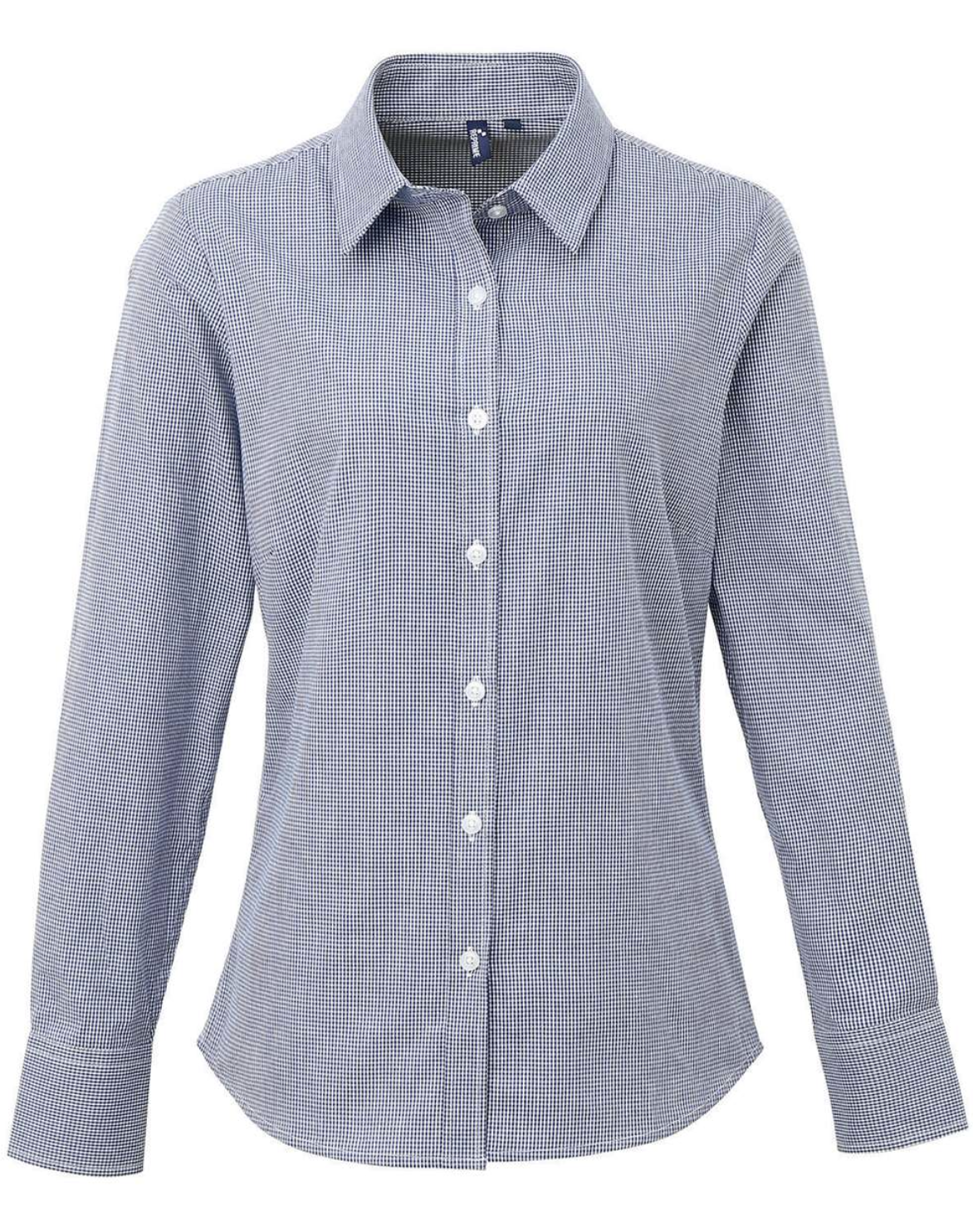 Artisan Collection by Reprime - Women's Microcheck Gingham Cotton Shirt - RP320