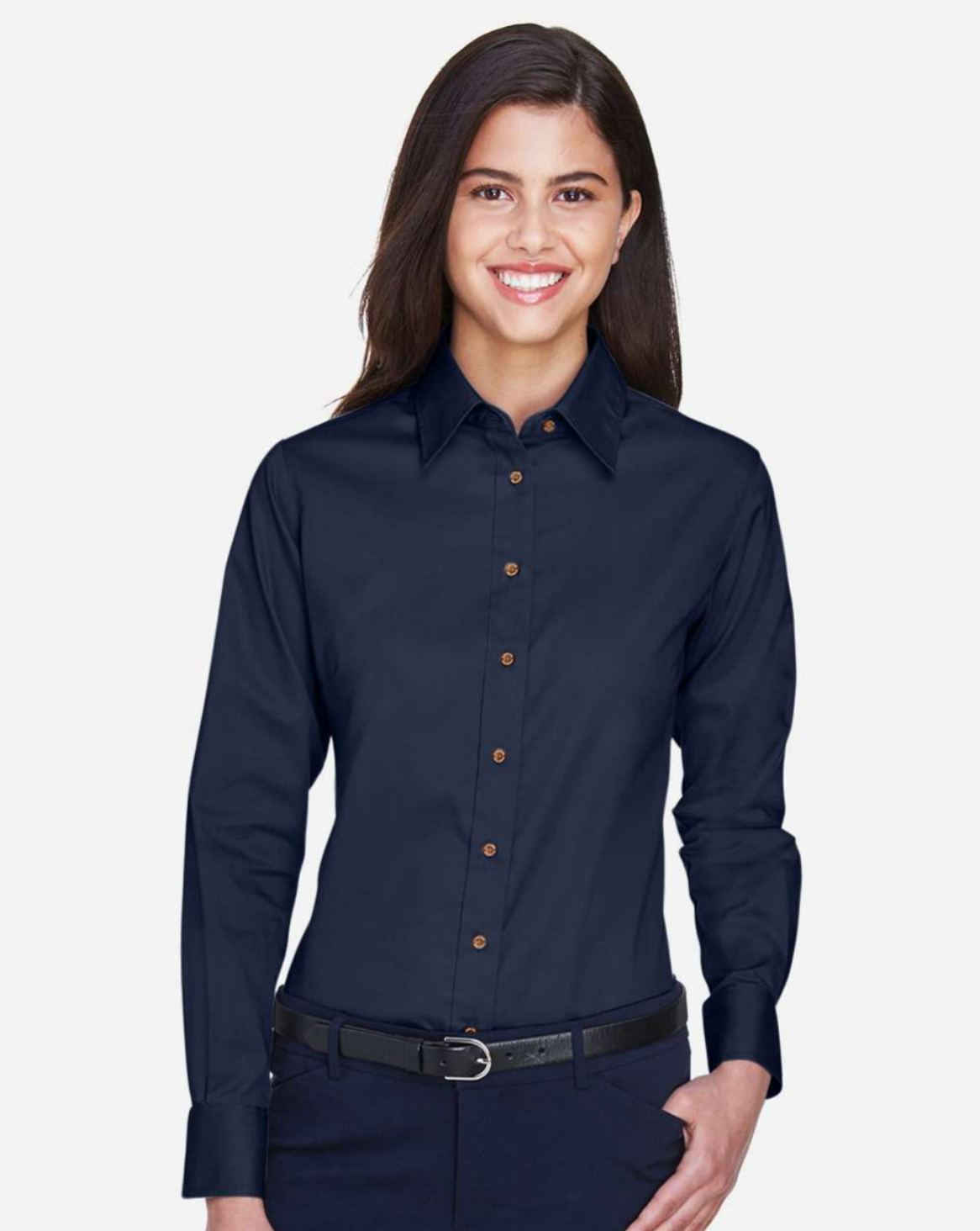 Harriton - Women's Easy Blend™ Long Sleeve Twill Dress Shirt with Stain-Release - M500W